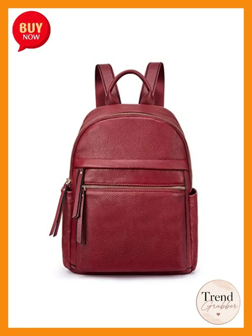 Genuine Leather Backpack Purse for Women, Medium Daypack with Multiple Pockets